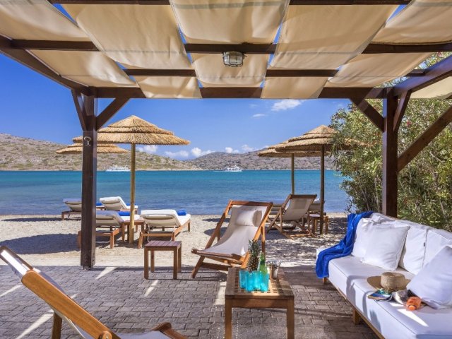 Elounda Gulf Beach Front heated pool villa